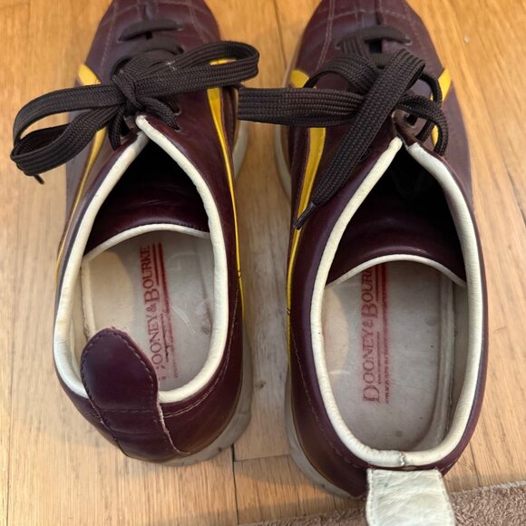 Vintage Dooney & Bourke Nicolle Size 7 Brown Yellow Stripe Leather Bowling Shoes - Picture 6 of 15